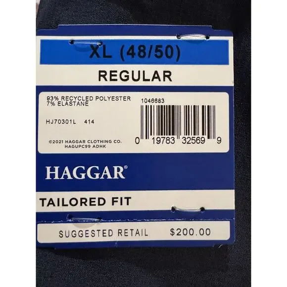 Haggar Men's Blazer Blue X-Large(48/50) Stretch Cotton Smart Wash Sports Coat